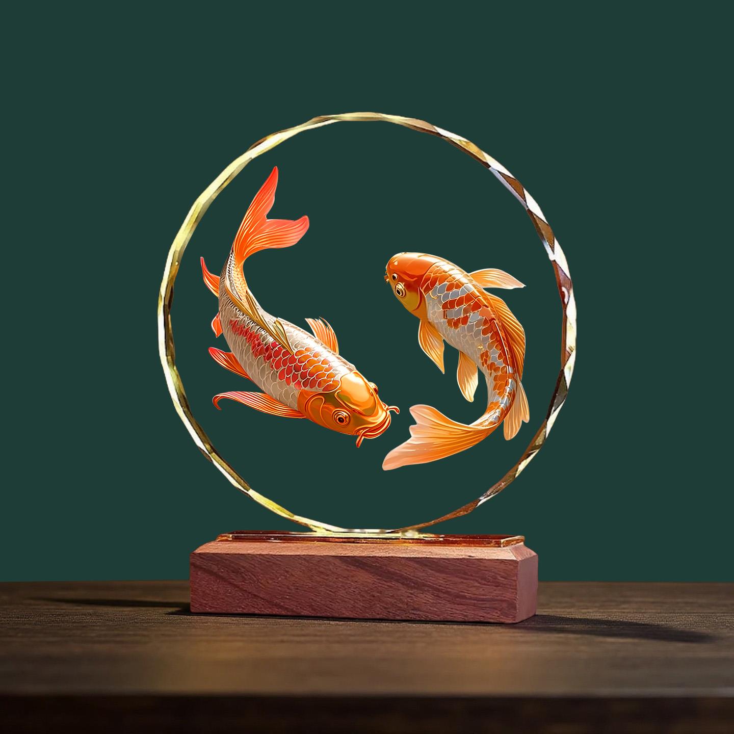 锦鲤年年有余水晶摆件家居装饰品乔迁开业礼品客厅酒柜寓意好摆台 - 图2