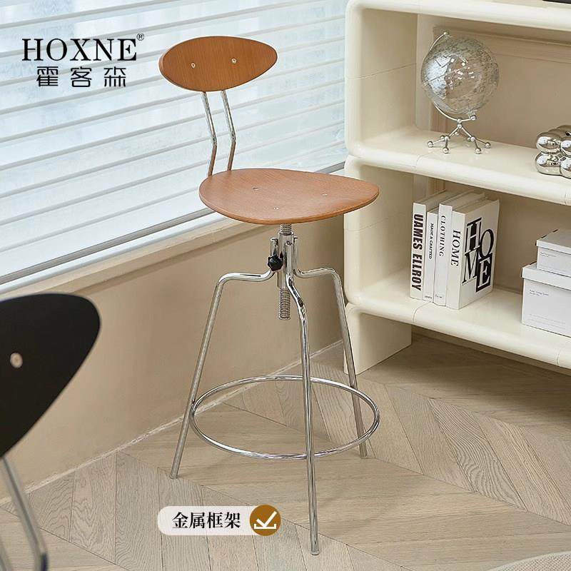 霍客森北欧复古吧台椅子家用靠背高脚凳酒吧咖啡厅可升降前台吧椅,淘宝优惠券,粉丝福利购,淘宝优惠卷