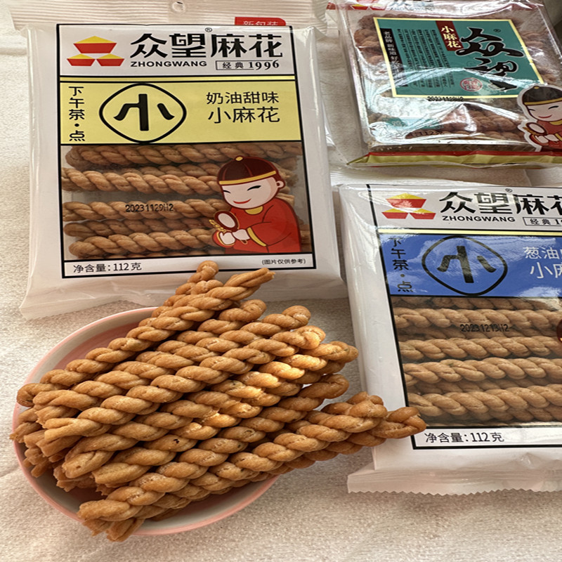 众望小麻花112g独立包装网红芝麻葱花味食品零食湖北休闲小吃特产 - 图1