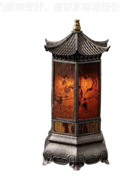 古岩石方灯茶室烛台氛围灯级感茶桌摆高件布L234置篱灯复古六香炉