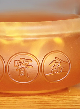 琉璃聚宝盆金蝉招财风水摆件居家客厅办公商O铺前台装饰开业送礼