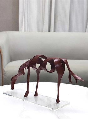 现代简约几何g抽象金属马动物雕塑摆件客厅玄关书房酒店家居装饰