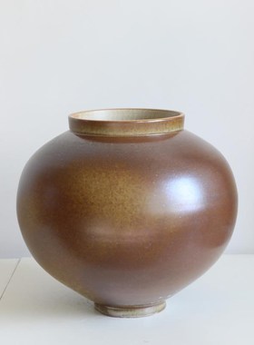 阿特鹏新中国风陶瓷花瓶客q厅插花装饰月亮陶罐高端瓦比萨比中国