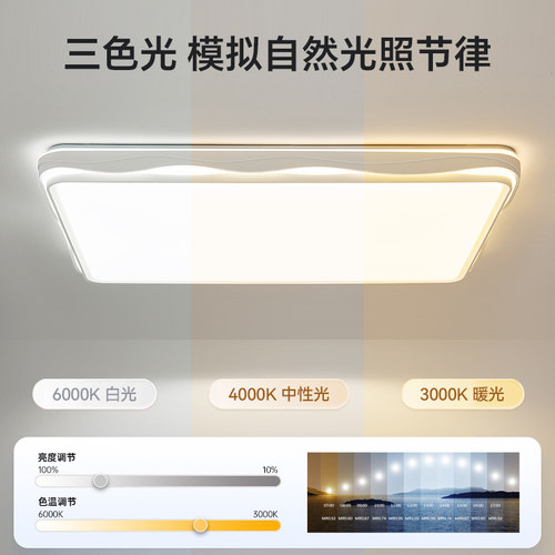 箭牌现代吸顶灯客厅灯奶油风LED高亮护眼长方形智能灯具2026新款 - 图1
