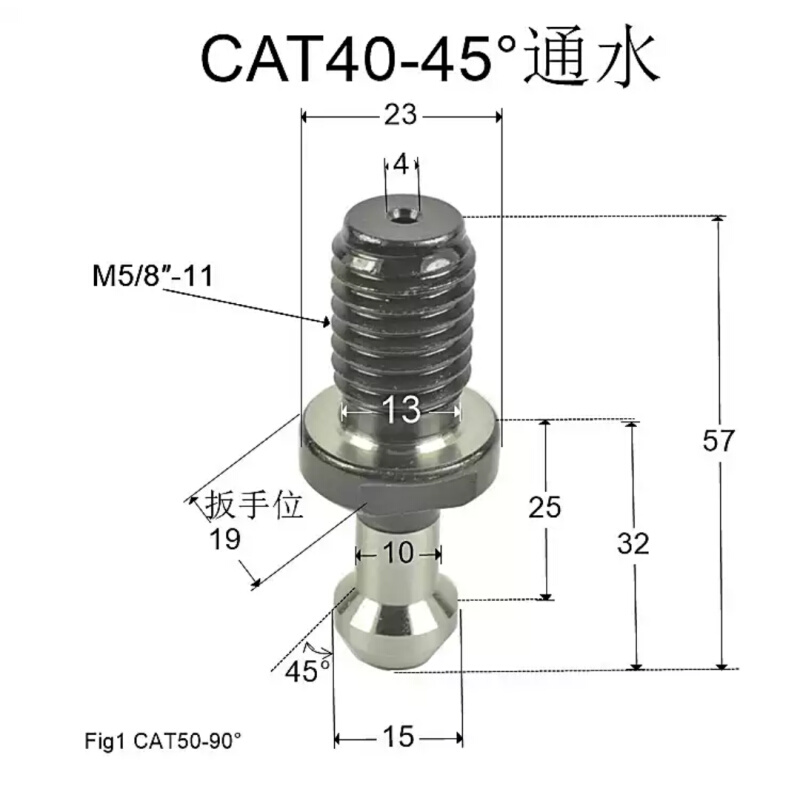 CAT30刀柄拉钉 CAT30-45&deg; 1/2-13英制螺纹 M12*1.75P公制 - 图0