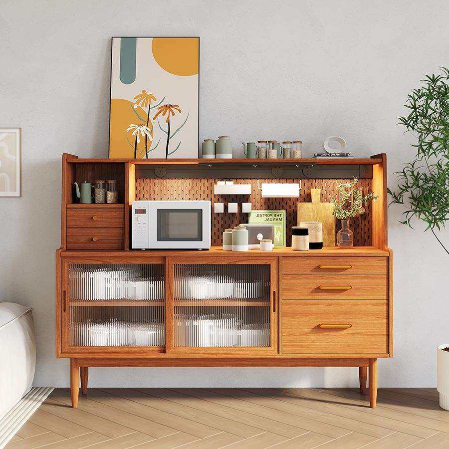 实木餐边柜日式茶水柜北欧多功能客厅一体储物柜原木边柜靠墙橱柜,淘宝优惠券,粉丝福利购,淘宝优惠卷