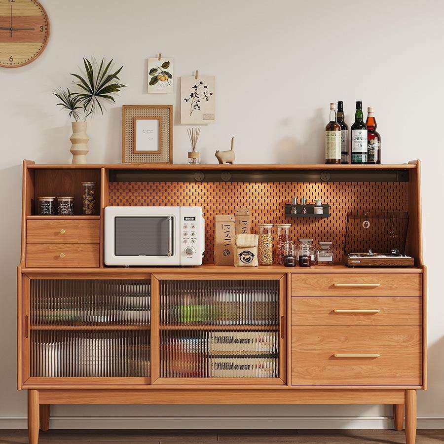 实木餐边柜日式茶水柜北欧多功能客厅一体储物柜原木边柜靠墙橱柜,淘宝优惠券,粉丝福利购,淘宝优惠卷