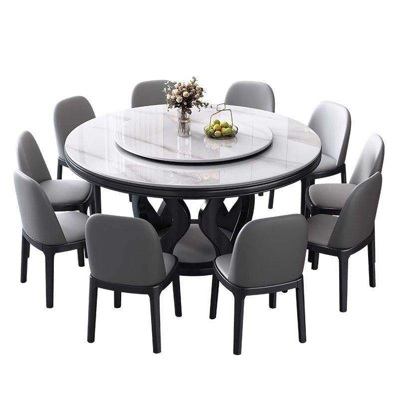 轻奢岩板酒店餐桌椅组合现代家用圆形吃饭桌10人实木大圆桌带转盘,淘宝优惠券,粉丝福利购,淘宝优惠卷