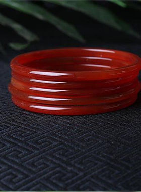 极速玉御缘玉髓细k条手镯红色窄条玉镯手环圆条玉镯玛瑙时尚手镯