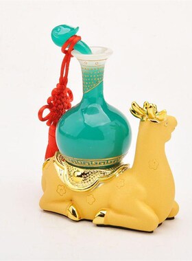 树脂工艺品一路平安鹿汽车y摆件绒沙金创意鹿摆件招财饰品