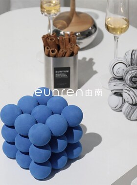 简约轻奢泡沫球立体魔方s摆件客厅样板房间设计感家居创意软装饰