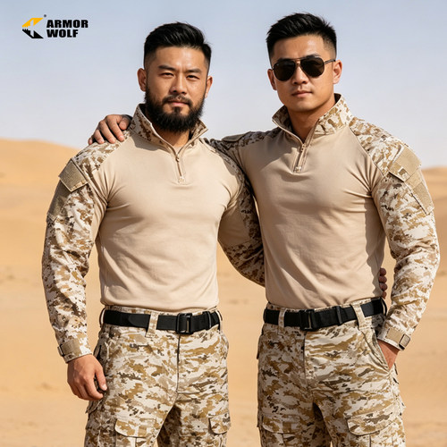 户外潮春秋季仿生迷彩工作服沙漠蛙服作训服套装小脚工装战术裤 - 图1
