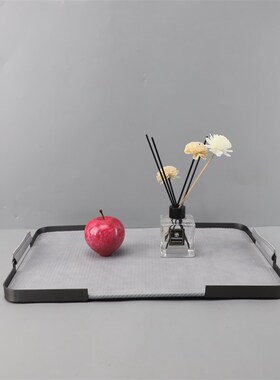 现代简约创意皮革k桌面收纳托盘摆件客厅样板房间衣帽间家居软装