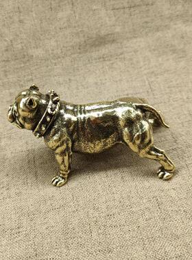 摆件纯铜犬狗品实心黄铜铜器工艺件装F饰小狗小铜家居摆设把恶霸
