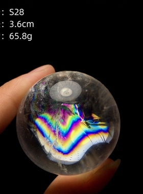 极速天然白水晶球彩虹p球一物一图彩光通透白水晶球摆件原石家居
