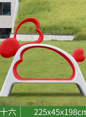 双拼卡通兔子装饰座椅玻璃钢雕塑商场景区游乐园拍照打卡美陈摆件