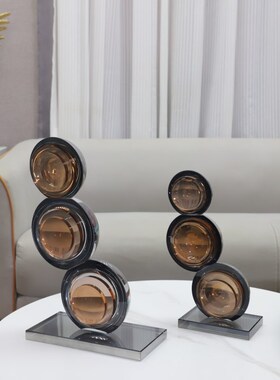 北欧创意几何水晶摆件客厅卧室玄关书房酒M店电视柜样板房家居饰