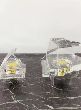 现代简约水晶钢琴音乐盒摆件酒店会所售L楼处样板房软装饰品摆设