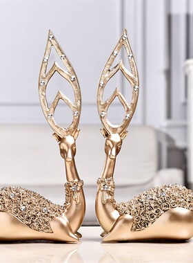 树脂工艺品 欧式情侣鹿摆件家居装饰品 酒店创意商Z务摆设精致