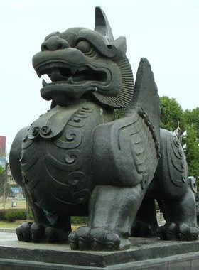 传统法治文化瑞兽独角兽铜雕大B型铸铜獬豸神兽雕塑麒麟落地摆件