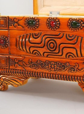 藏式糌粑a盒子分格家用民族用品摆件实木食盘家居收纳盒方形储物