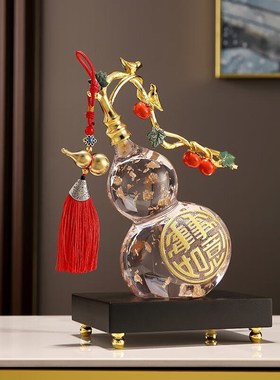 妖娆猫福c禄葫芦摆件客厅玄关装饰工艺品开业乔迁之喜搬家礼物送
