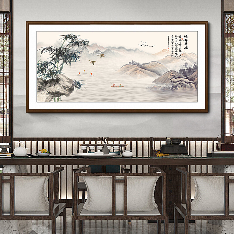 高档竹报平安中式客厅装饰画国画水墨竹子画挂画餐厅壁画办公室背 - 图1