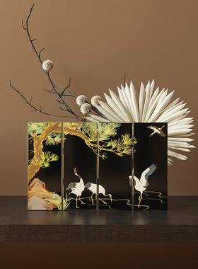 宋代美学花瓶禅意仙鹤摆件古风壁柜墙饰茶室中式办公室酒柜装饰品