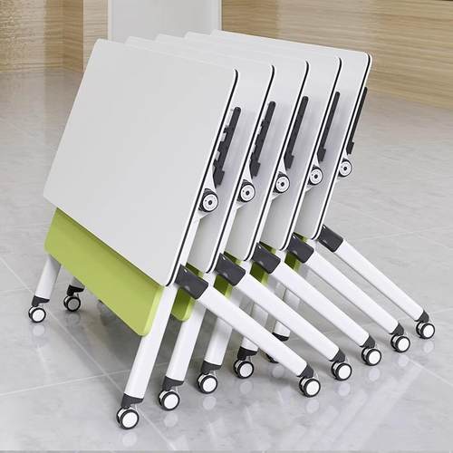 折叠培训桌椅组合多功能移动拼接智慧教室团辅六边形圆长条会议桌 - 图3