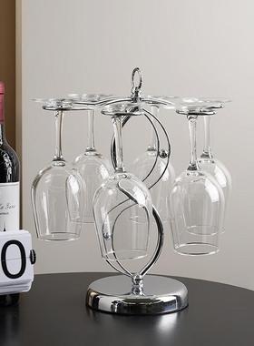 高档铁艺红酒杯架挂创意客厅摆件吊高脚杯架倒挂悬挂收纳层架子家