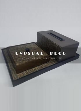 UNUSUAL 样板间书房书柜桌面收纳盒纸巾盒托盘组合搭配装饰品摆件