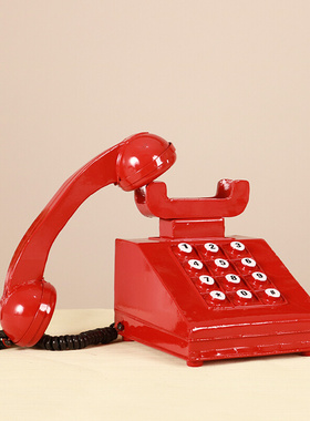 全球购FS欧式复古怀旧老式铁艺听筒座机电话机模型道具装饰品创意