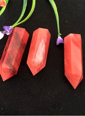 2025年熔炼艺术六棱水晶柱装饰品时尚红色批发家居摆件魅力闪耀