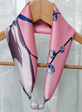 护颈小围脖磁扣丝巾夏项链懒人围巾吊坠薄款围脖发带护颈锁骨珍珠