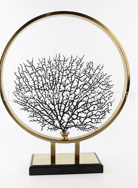 现代简约玄关摆件样板房金v属摆设酒店客厅创意铁艺欧式软装饰品