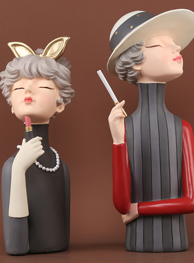 轻奢简约现代摩登女郎托盘吹泡z泡女孩情侣礼物家居装饰品树脂摆