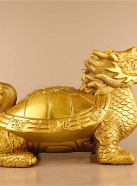 龙龟摆件黄铜龙头龟赑屃霸下客z厅家居装饰工艺品大号玄关八宝龙