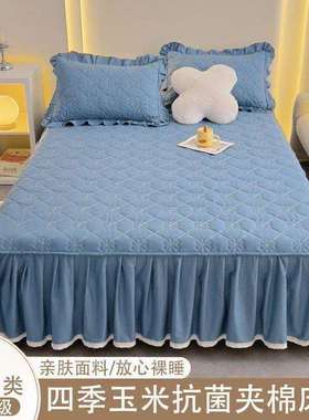 类床裙单件新款纯棉夹棉加厚床罩床裙款防尘罩床套遮丑