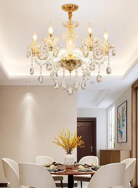 欧式客厅水晶灯餐厅卧室吊灯发光蜡烛灯具创意大气别墅大厅蜡烛灯