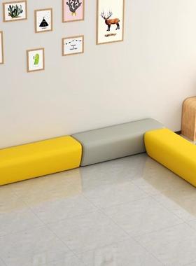 培训机构家长沙发休息区接待休闲窄凳子理发店等候小型长条沙发椅