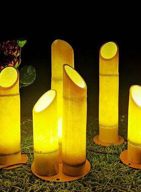 树脂玻璃钢户外亮化小品透光LED竹子竹筒造型发灯文旅夜游景观