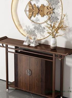 新款中式玄关柜乌金木条案实木玄关桌入户正对门供桌靠墙窄玄关台