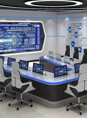 U型监控台指挥中心控制台烤漆科技感操作调度台多功能视频会议台