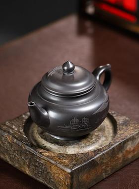 宜兴原矿石黄紫砂壶名家全手工大品观山笑樱直播爆款茶壶茶具