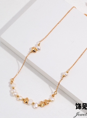 法式复古天然珍珠高级感项链女轻奢小众气质耳环错落珍珠时尚手链