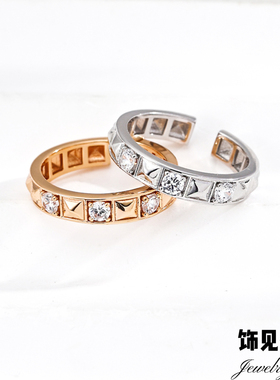 时尚高级感幸运轮盘锆石戒指爆闪小众S925银指环叠戴极简食指戒女