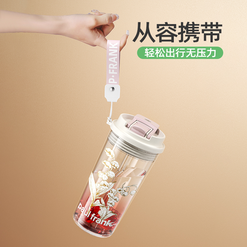 大嘴猴夏天吸管水杯女生高颜值2024新款耐高温塑料便携随行杯杯子