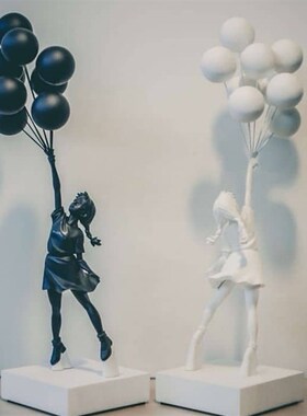 极速Banksy班克西治愈系雕塑放飞x气球的女孩摆件Flying Balloons