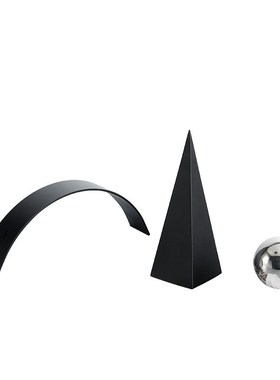 现代简约b客厅茶几黑色金属几何装饰摆件样板房设计师软装摆设