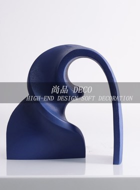 现代白色蓝色抽i象几何雕塑艺术摆件现代简约样板间售楼处书房饰